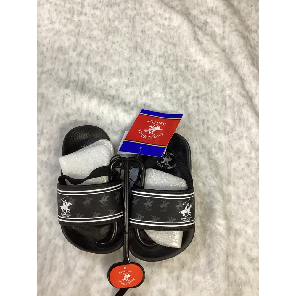 Beverly Hills Polo Club Boys Black Slide Sandals Backstrap BH88362HN Size‎ 5